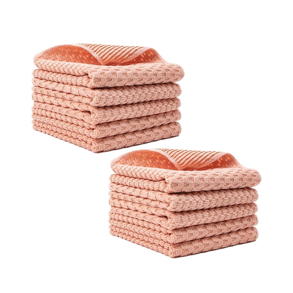 LACKUST Towels Kitchen Rags,10 Pack Pinstripe Cleaning Wipes - Multifunctional Kitchen Thick Towel for Table and Dishwashing,Pink