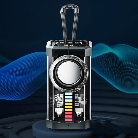 LACKUST Transparent Mecha Style Wireless Bluetooth Audio Portable Outdoor Subwoofer Mini Speaker,Black