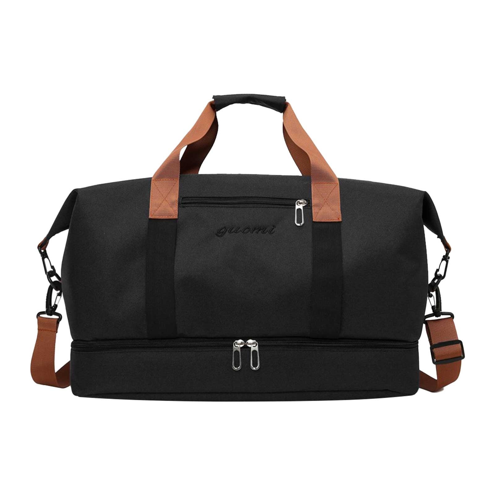 LACKUST Travel Duffel Bag, Shoe Compartment, Sports Gym, Folding Organizer, Sport,Black
