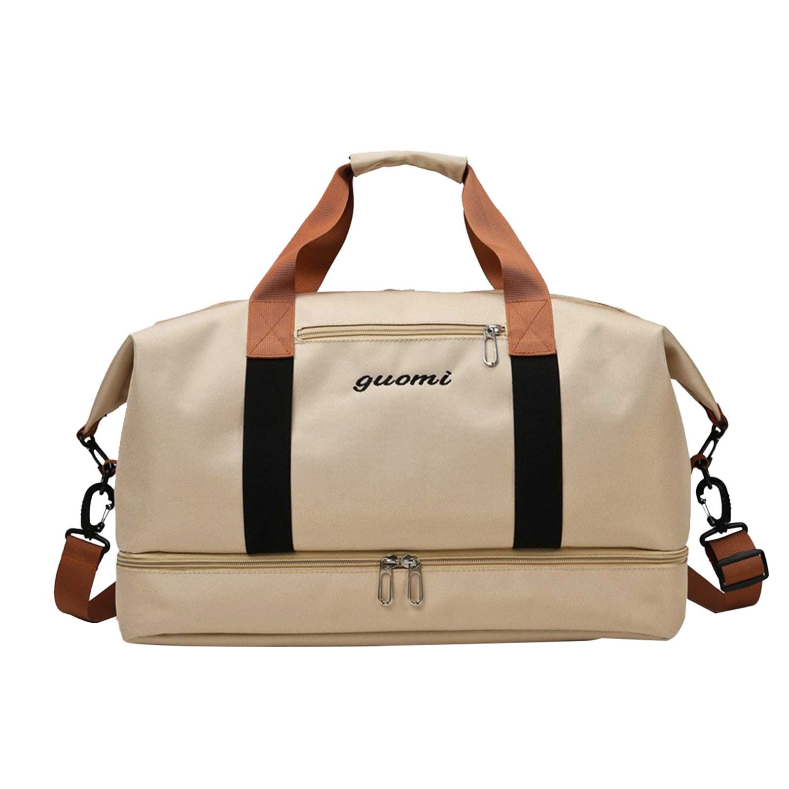 LACKUST Travel Duffel Bag, Shoe Compartment, Sports Gym, Folding Organizer, Sport,Khaki