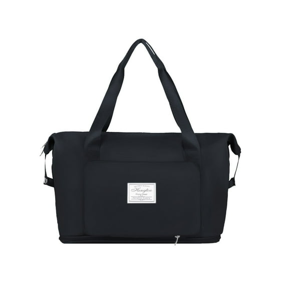 LACKUST Travel Duffel, Sports Gym Bag, Separate Shoe Compartment, Folding Organizer, Tote,Black