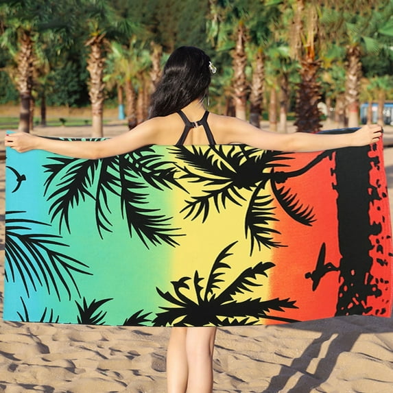 LACKUST Tropical Sunset Beach Towel - Quick-Dry Lightweight for Travel & Pool, 150x70cm