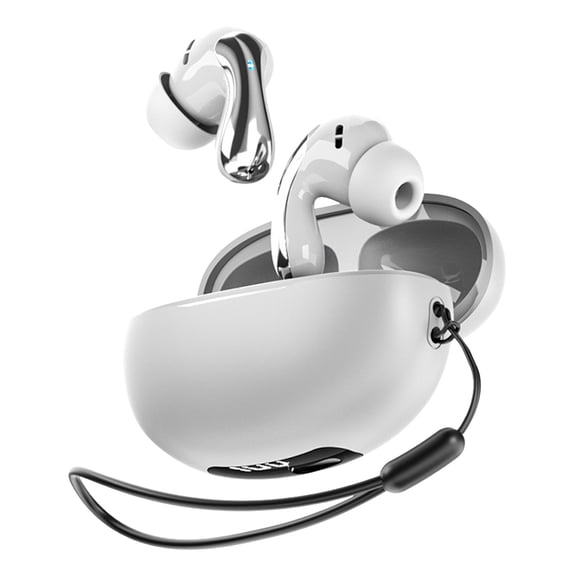LACKUST True Wireless Earbuds, Noise Cancelling Bluetooth 5.4, Long Battery Life (6.5hrs) with LED Display, Type-C Charging, Comfortable In-Ear, White