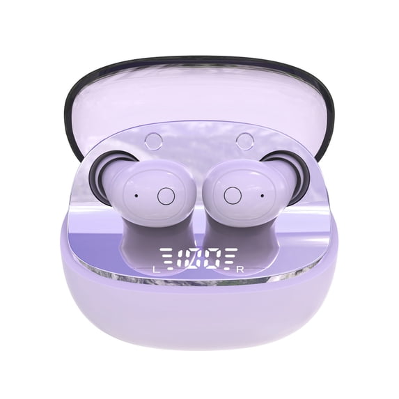 LACKUST True Wireless Earbuds with ANC, Bluetooth 5.4, Fast Charging, Digital Display, IPX5 Waterproof - Purple Mini In-Ear Headphones for Sport