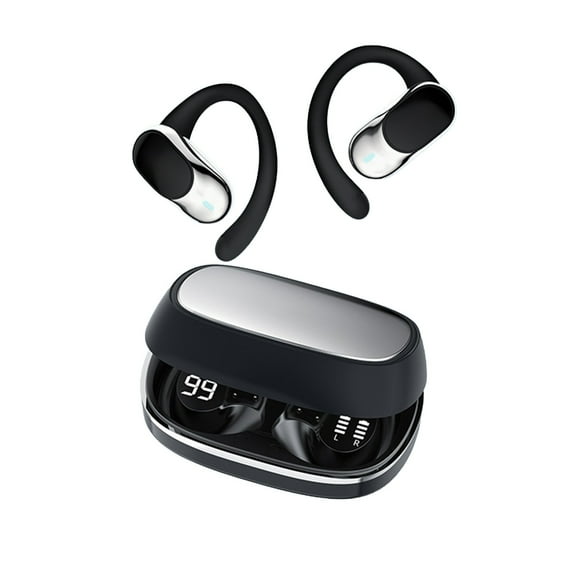 LACKUST True Wireless Earhook Sports Earbuds, Bluetooth 5.4, Low Latency, Type-C Fast Charge, Up to 30H Playtime, Secure Fit for Workouts - Black