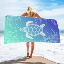 LACKUST Turtle Print Beach Towel - 70X140cm Quick-Dry Polyester for Adults & Kids