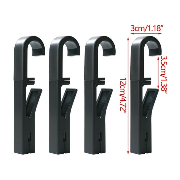 LACKUST Wall Hanging Hooks Clearance,4pc Multifunctional Hook Clip 360°rotating Hook Hanging Storage Clip Non-slip Windproof Drying Clip,Black