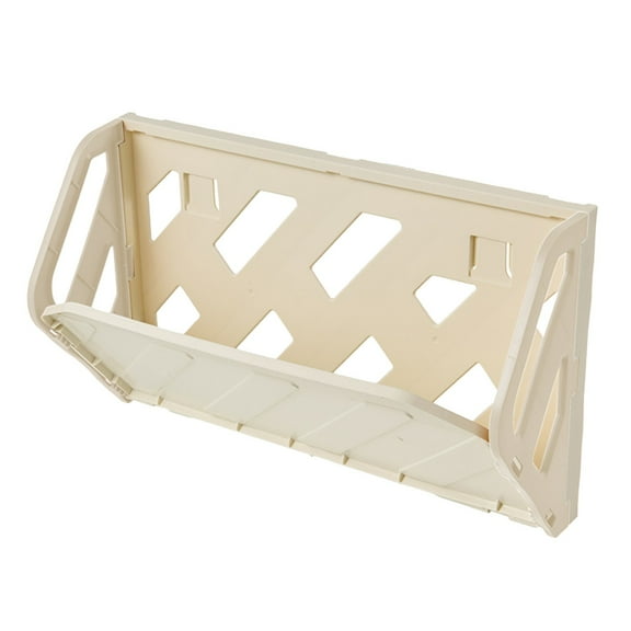 LACKUST Wall-Mounted Folding Shoe Rack - Drill-Free Adhesive Hooks, Collapsible Plastic Storage, Space Saving for Bathroom Entryway, White
