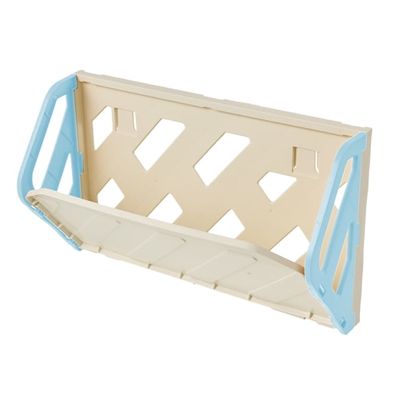 LACKUST Wall Mounted Folding Shoe Rack - No Drilling Adhesive Shoe Organizer, Damage Free Space Saving Storage with Drainage for Bathroom Entryway Behind Door, Blue
