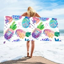 LACKUST Watercolor Pineapple Beach Towel, Quick-Dry & Sand-Proof, 70x150cm