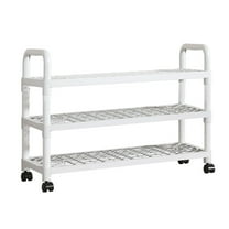 LACKUST White Plastic Rolling Shoe Rack with Wheels - Slim 21cm Wide, Easy to Assemble, Durable Multi-Layer Storage Organizer for Entryway & Small Apartment Closet
