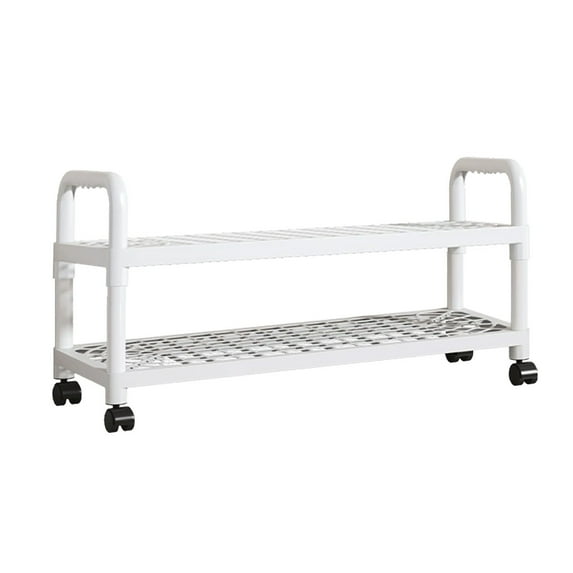 LACKUST White Plastic Rolling Shoe Rack with Wheels, Slim Easy to Assemble, Multi-Layer Breathable Shoe Storage for Entryway Small Spaces