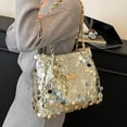 thumbnail image 1 of LACKUST Women's Gold Braided Handle Sequin Shoulder Tote Bag Large Capacity Fashion Sparkly Glitter Handbag Shiny Casual Daily Shopping Evening Party Purse, 1 of 6