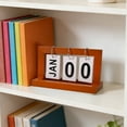 thumbnail image 1 of LACKUST Wooden Perpetual Calendar for Desk - Reusable Tabletop Calendar, Rustic Home Office & Shelf Decor, Natural Wood Date Block Display (8.07" L x 3.54" H), 1 of 6