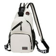 thumbnail image 1 of LACKUST Zipper Lock Backpack, Changeable Straps, Messenger, Headphone Hole, Side Mesh Pockets, Hiking,White, 1 of 6