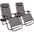 thumbnail image 1 of LACOO 2 Pieces Brown Patio Zero Gravity Chair Camp Reclining Lounge Chairs Outdoor Lounge Patio Chair with Adjustable Pillow, 1 of 6