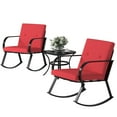 thumbnail image 1 of LACOO 3 Pieces Patio Rocking Chairs Outdoor Furniture Conversation Set Black Metal Bistro Set with Red Thick Cushions, 1 of 7