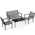 thumbnail image 1 of LACOO 4 Pieces Outdoor Furniture Set Patio Textilene Steel Conversation Set with Loveseat Tea Table for Lawn and Balcony, Gray, 1 of 8