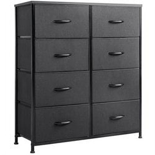 LACOO 8-Drawer Fabric Dresser, Black, for Bedroom and Nursery Storage