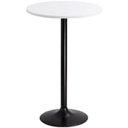 Lacoo Round Bistro Pub Table 23.8" Bar Height Cocktail Table with Metal Base, White