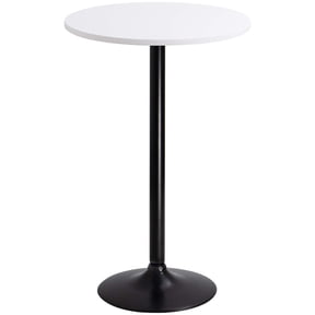 Lacoo Round Bistro Pub Table 23.8" Bar Height Cocktail Table with Metal Base, White