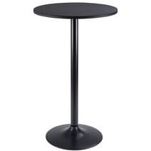 LACOO Patio Round Bistro Pub Table 39.5" High Bar Cocktail Table with Metal Leg and Base, Black