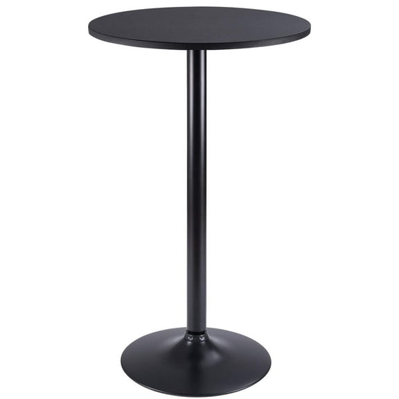 Lacoo Round Bistro Pub Table 23.8" Bar Height Cocktail Table w/Metal Leg and Base, Black