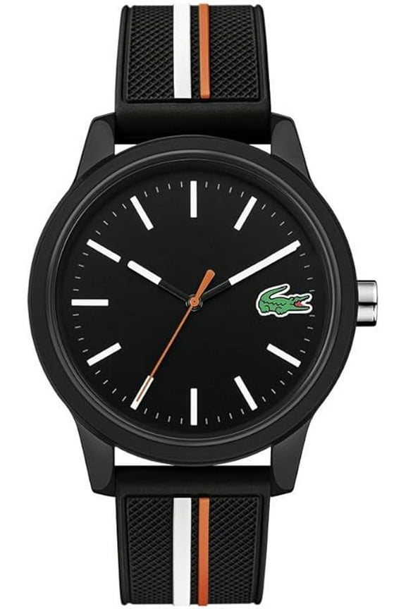 2011071 12.12 BLACK DIAL BLACK SILICONE STRAP MENS WATCH