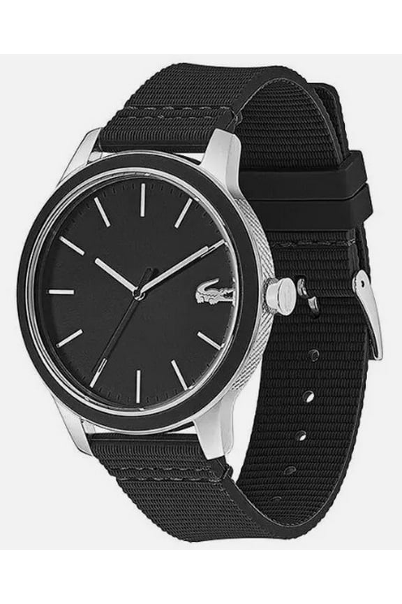 2011087 12.12 BLACK DIAL BLACK SILICONE STRAP MEN'S WATCH