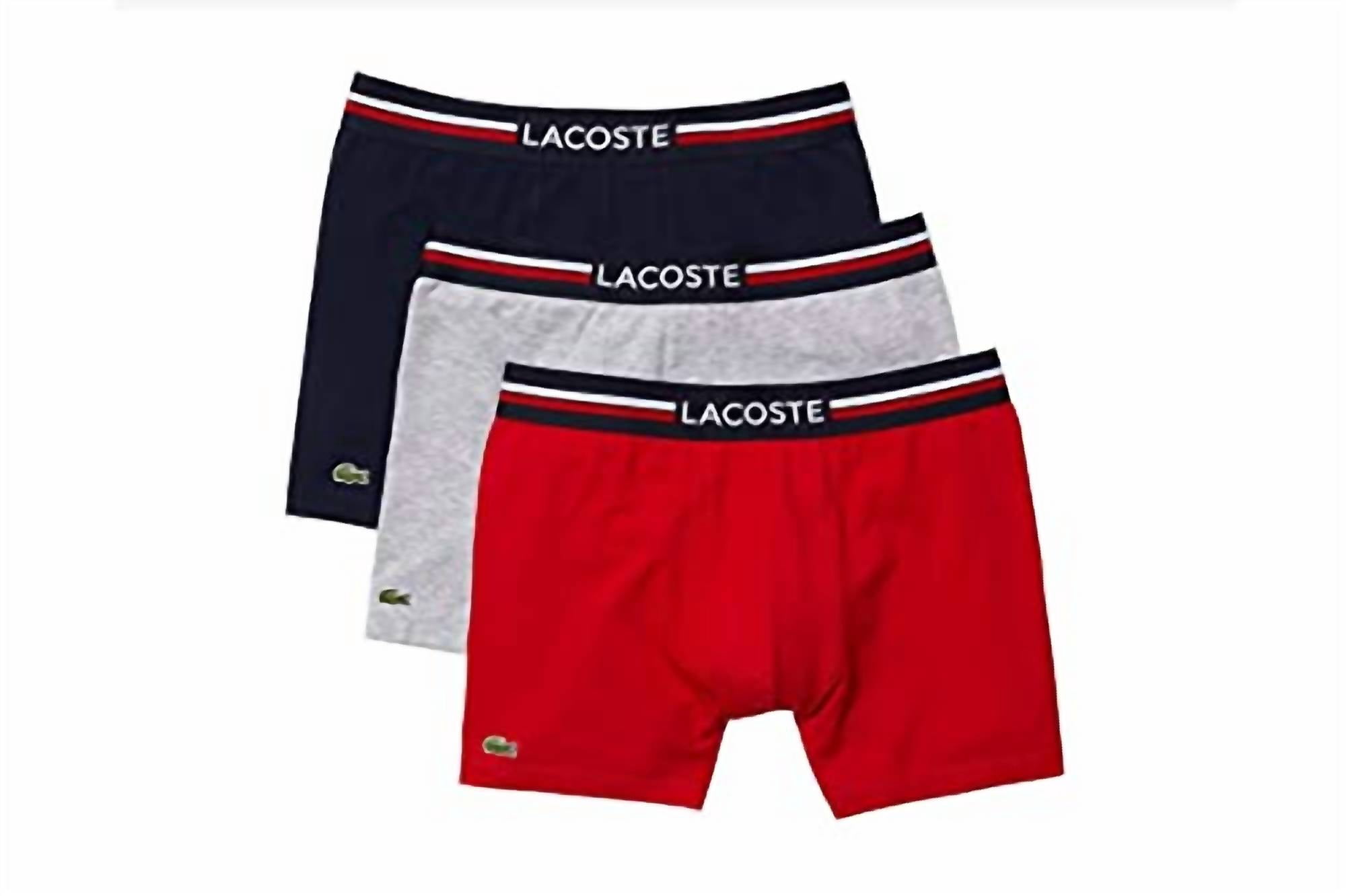 LACOSTE Men Boxer Briefs Pack 3 French Flag Iconic Lifestyle