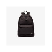 LACOSTE Mens Black Canvas Back Mesh Padding Top Handle Solid Embroidered Logo Double Flat Strap Backpack