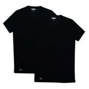 LACOSTE Men's Black Cotton Crew Neck Short Sleeve Logo Undershirt T-shirt 2 Pack,XS