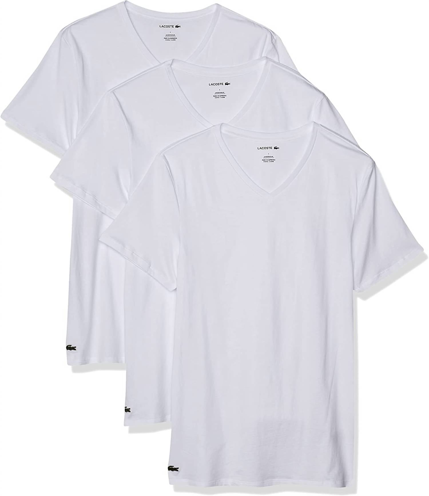 Lacoste Men's Slim Fit V-Neck T-Shirts - 3 Pack - Walmart.com