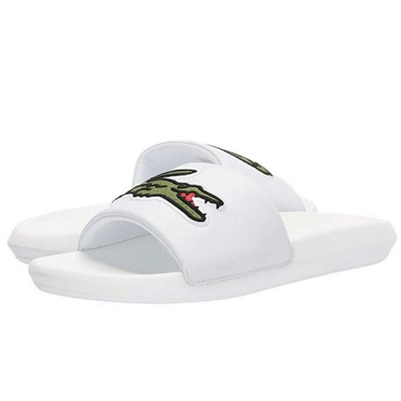 LACOSTE Men's White Croco Slide Sandal, 9