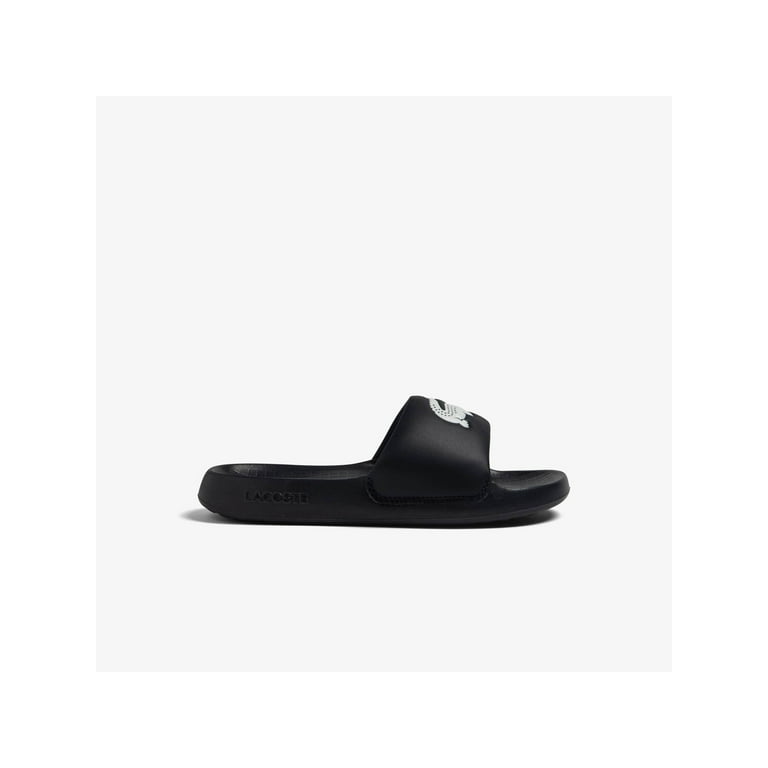 LACOSTE Mens Black Cushioned Croco 2.0 Open Toe Slip On Slide Sandals Shoes 8