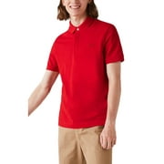 LACOSTE Mens Red Logo Graphic Short Sleeve Classic Fit Button Down Polo L