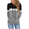 thumbnail image 1 of Womens Long Sleeve Hoodie Sweatshirt Contrast Hooded Drawstring Color Block Top, 1 of 4