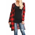 thumbnail image 1 of LACOZY Womens Open Front Cardigan Buffalo Plaid Shirt Large Size Red, 1 of 5
