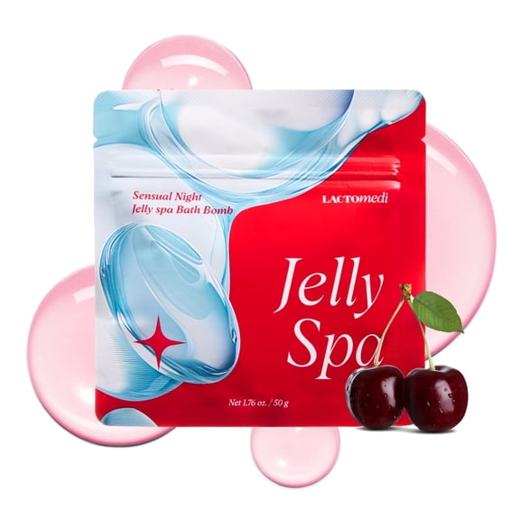 LACTOMEDI Jelly Spa Bath Bomb | Bath Slime for Couples | Romantic Cherry Scented Powder-to-Jelly Spa | with pH-Balanced Formula | 50g x 3EA