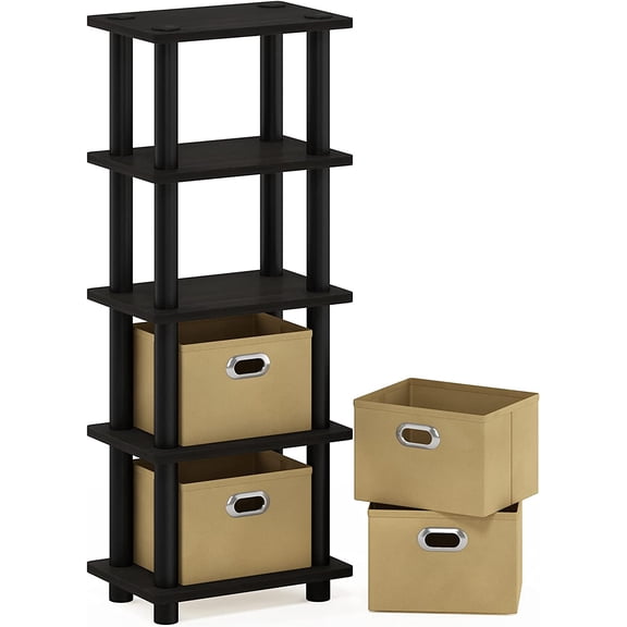 LACi 4-Bins System Rack, 11.3(W) x 28.8(H) Inch, Espresso/Black