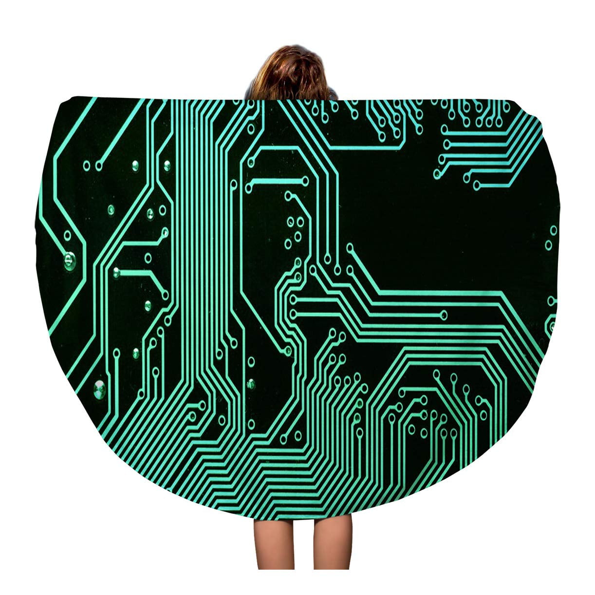 LADDKA 60 inch Round Beach Towel Blanket Circuit Board Electronic ...