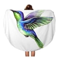 thumbnail image 1 of LADDKA 60 inch Round Beach Towel Blanket Colorful Watercolor Flying Hummingbird Exotic Tropical Wild Life Clip Travel Circle Circular Towels Mat Tapestry Beach Throw, 1 of 2
