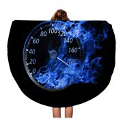 LADDKA 60 inch Round Beach Towel Blanket Red Car 3D Speedometer Hi Res Rendering Realistic Gauge Travel Circle Circular Towels Mat Tapestry Beach Throw