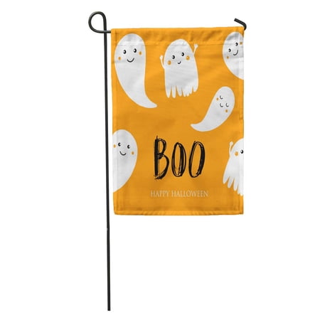 LADDKE Abstract Cute Halloween Small Smiling Ghosts and Text Boo Patterns Garden Flag Decorative Flag House Banner 28x40 inch