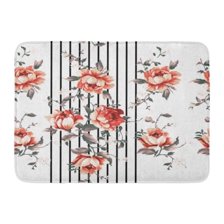 LADDKE Abstract Flowers Pattern Fills Decoupage Beautiful Beauty Black Brush Doormat Floor Rug Bath Mat 23.6x15.7 inch