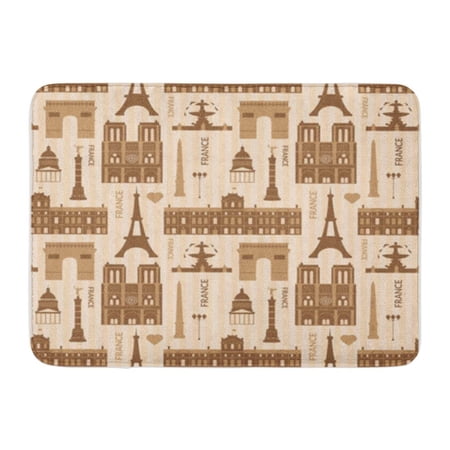 LADDKE Abstract Landmarks of Paris Vector Monochrome Cartoon Seamless Pattern Background Doormat Floor Rug Bath Mat 30x18 inch