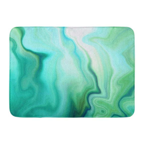 LADDKE Abstract Marbled Agate Paint Liquid Marbling Effect Creative Emerald Green Macro Wavy Lines Doormat Floor Rug Bath Mat 23.6x15.7 inch