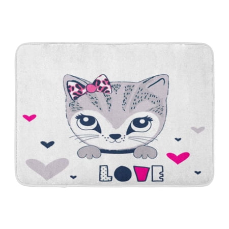 LADDKE Adorable Cute Cat Cartoon Love Graphics Baby Doormat Floor Rug Bath Mat 30x18 inch