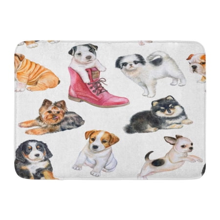 LADDKE Adorable Puppies Dogs Watercolor Pet Puppy Atan Atoy Applies Doormat Floor Rug Bath Mat 23.6x15.7 inch