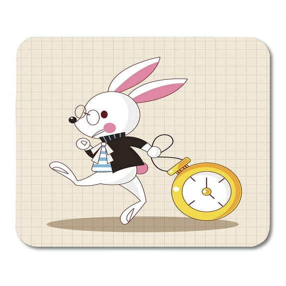LADDKE Adventures White Alice Rabbit Wonderland Cute Hatter Mad Cartoon Mousepad Mouse Pad Mouse Mat 9x10 inch